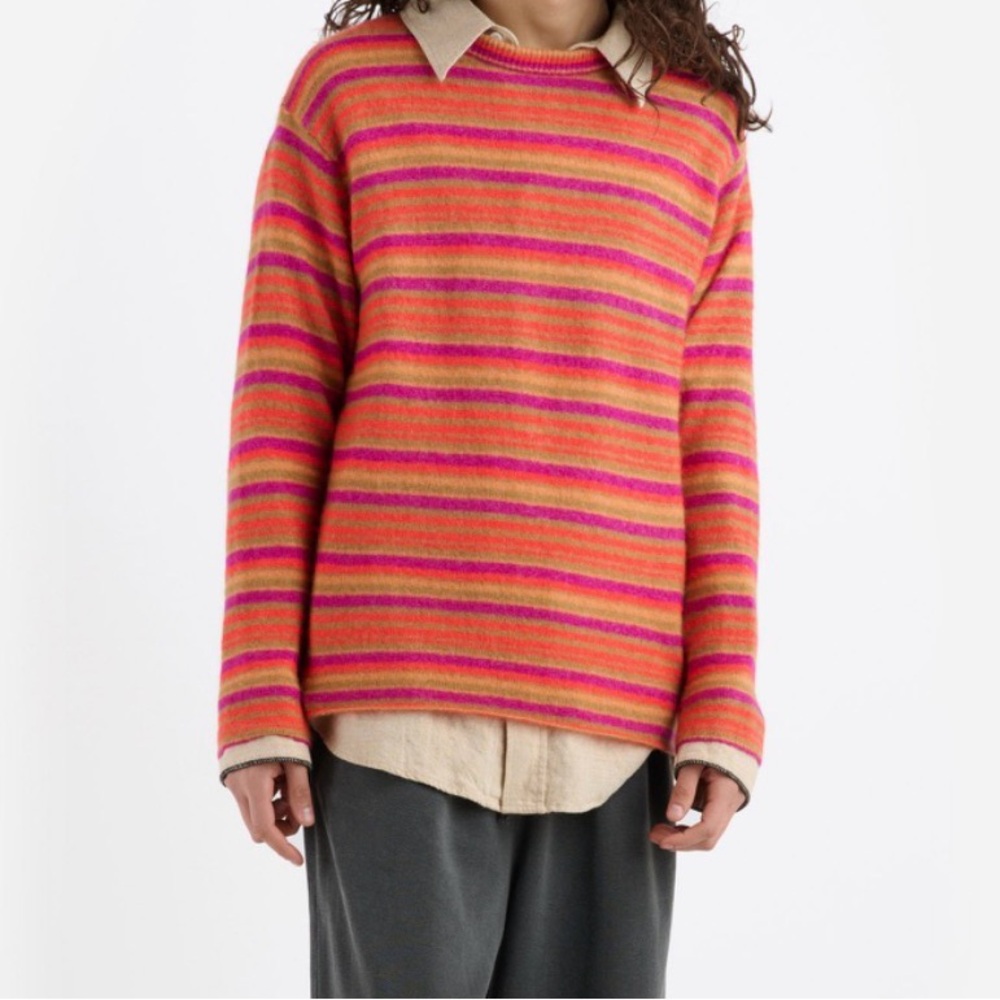 The Elder Statesman Vibrant Striped Crewneck Sweater - Picture 3 of 3